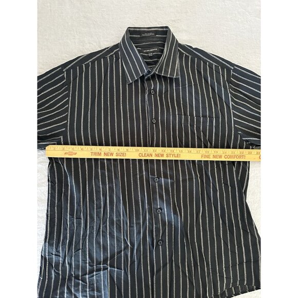 Michael Brandon Mens XL Button Down‎ Long Sleeve Gray Striped Dress Shirt Career - Picture 5 of 7